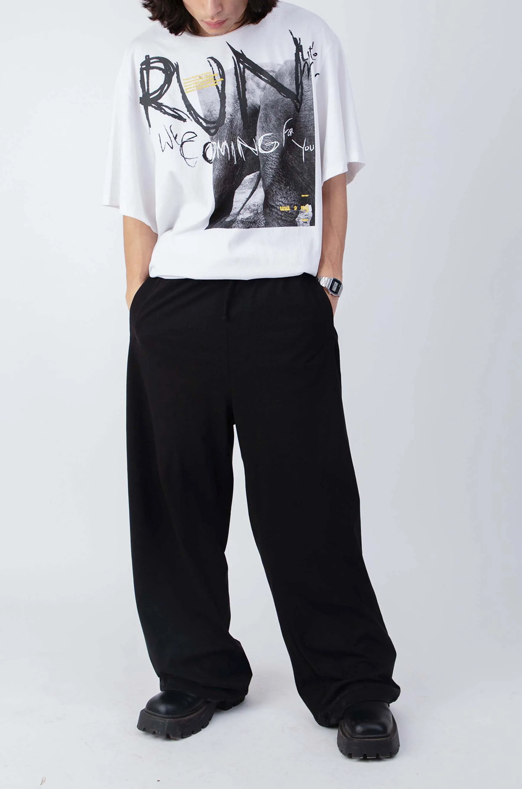 Huemn Wide Legged Sweatpants (Black)