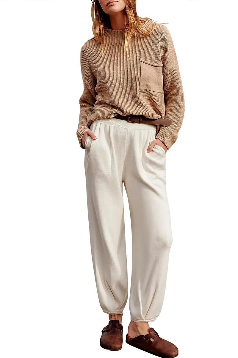 HUR1231 Relaxed Utility Joggers with Knit Sweater