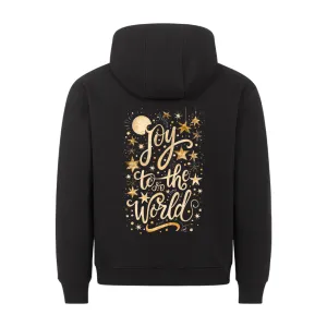 Joy to the World golden Christmas Hoodie BackPrint