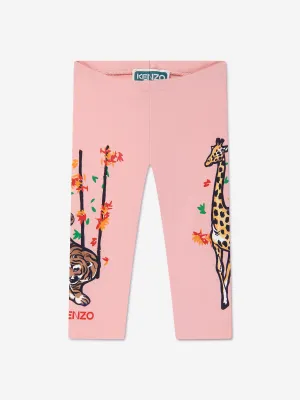 KENZO Baby Girls Organic Cotton Icons Leggings in Pink