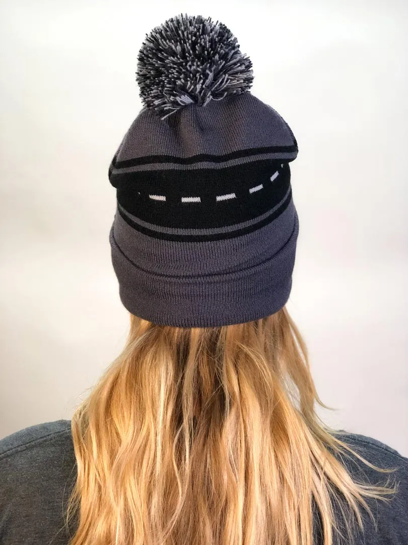 knit beanie with I am brave™ on inside cuff