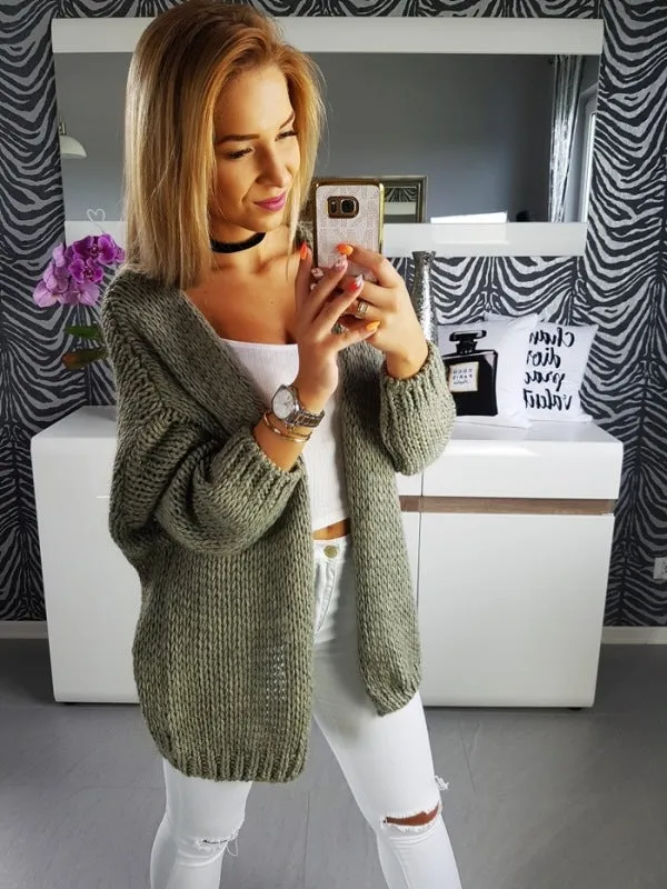 Knitted Front Open Cardigan