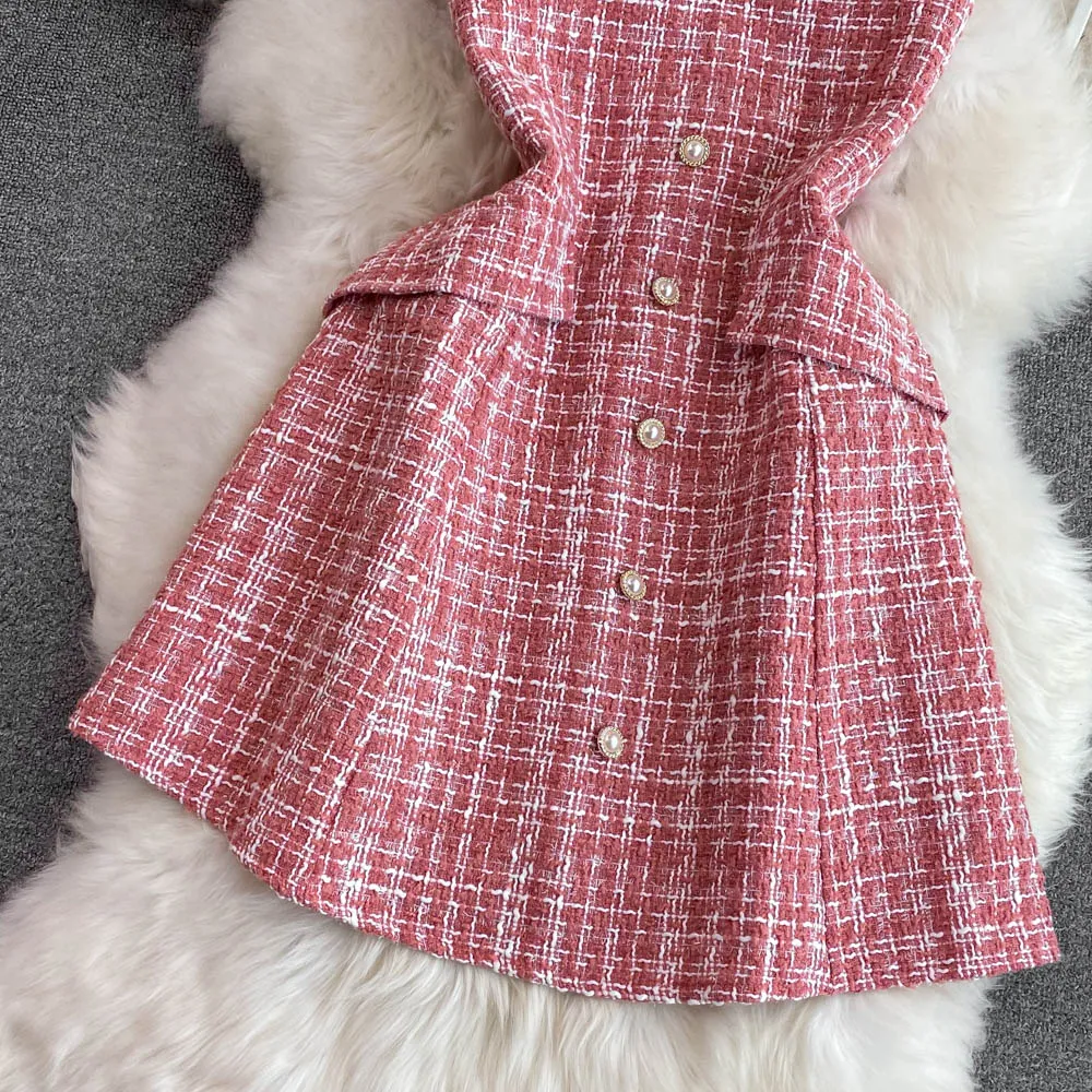 Korean Style Tweed Slip Dress