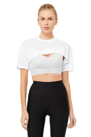 LA Amp It Up Crop Tee - White/White