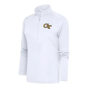 Ladies Georgia Tech Yellow Jackets 1/2 Zip Tribute White Jacket