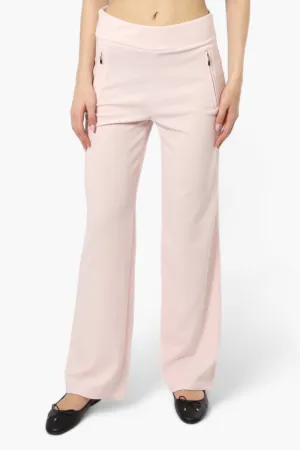 Limite Solid Basic Wide Leg Pants - Pink