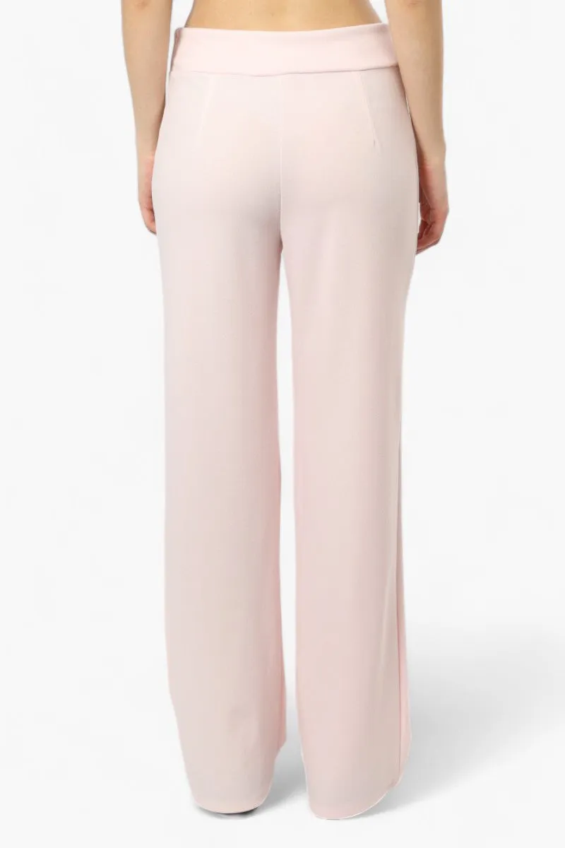 Limite Solid Basic Wide Leg Pants - Pink