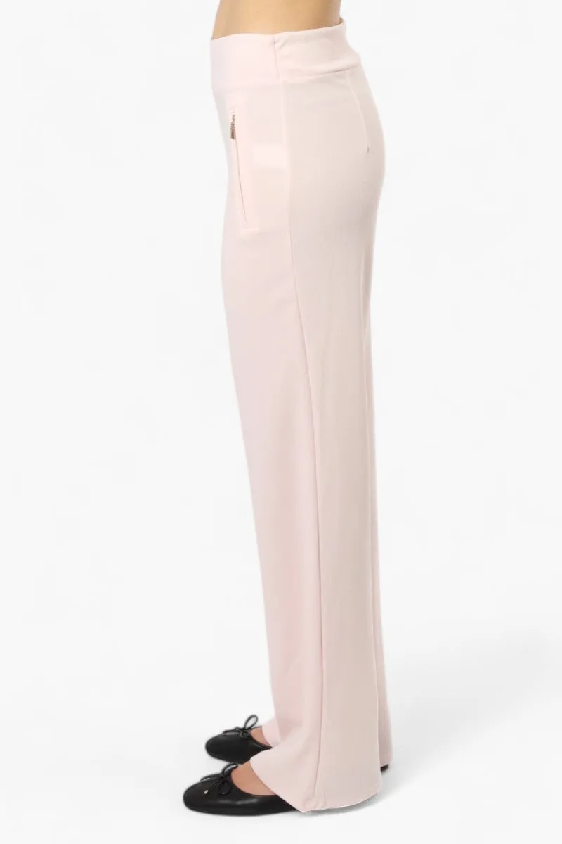 Limite Solid Basic Wide Leg Pants - Pink