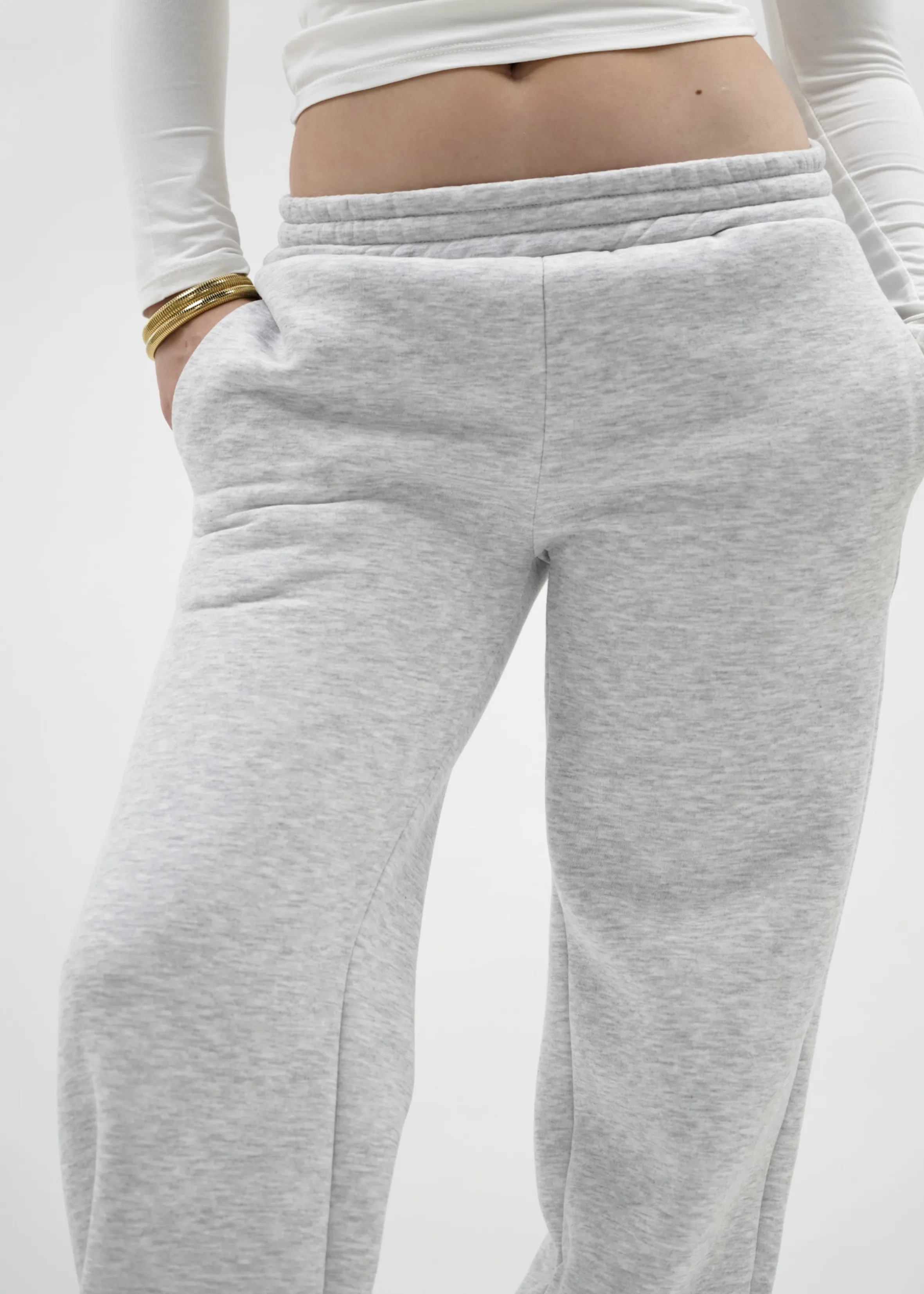 Low/mid waist jogger pants light grey melange (TALL)