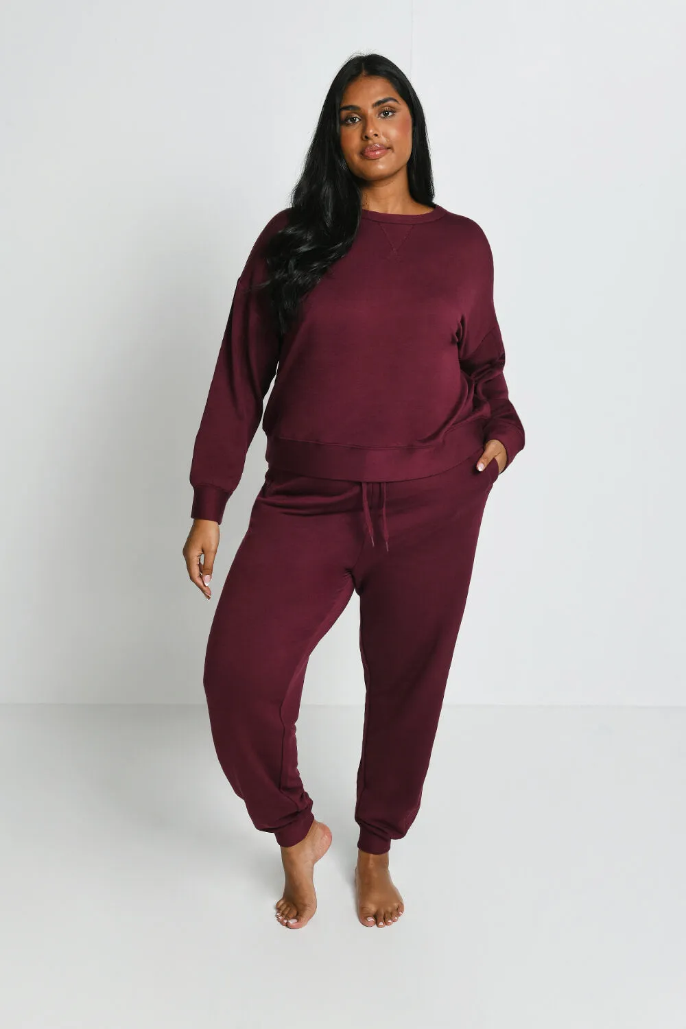 Luxe Lounge Jogger - Dark Cherry