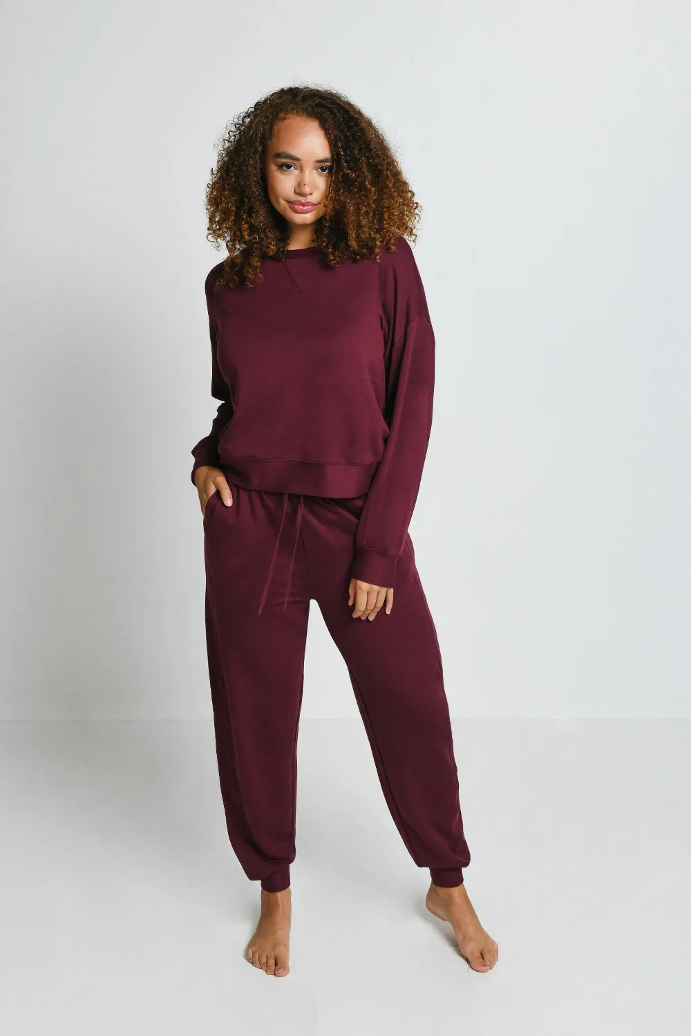 Luxe Lounge Jogger - Dark Cherry