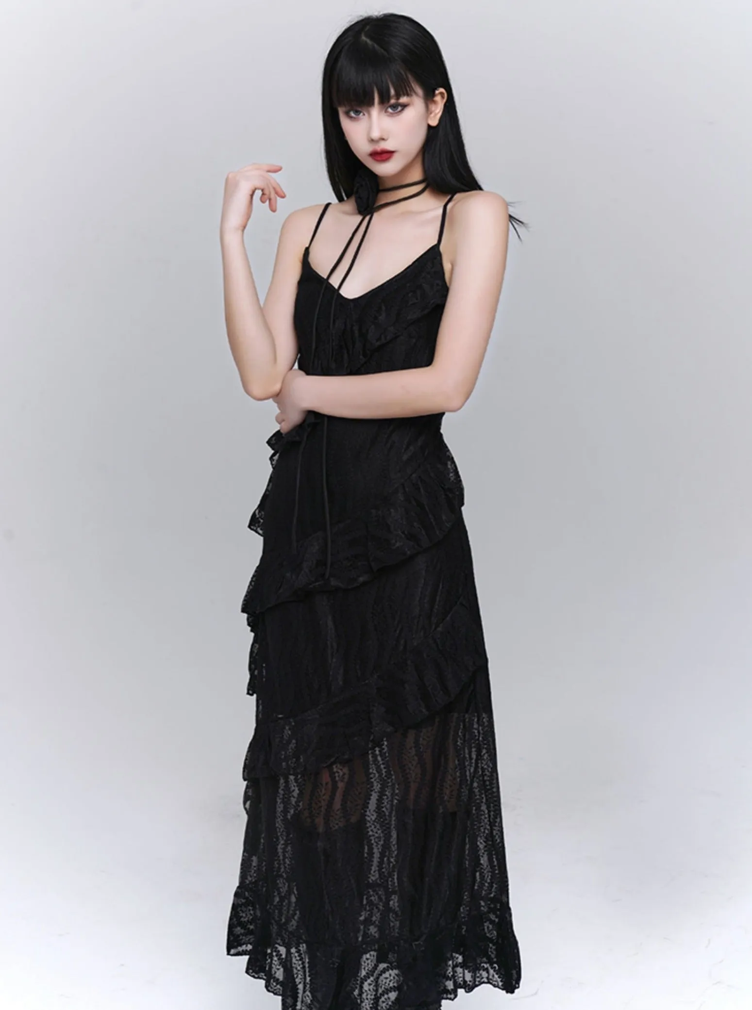 Luxury Sense Black Slip Dress