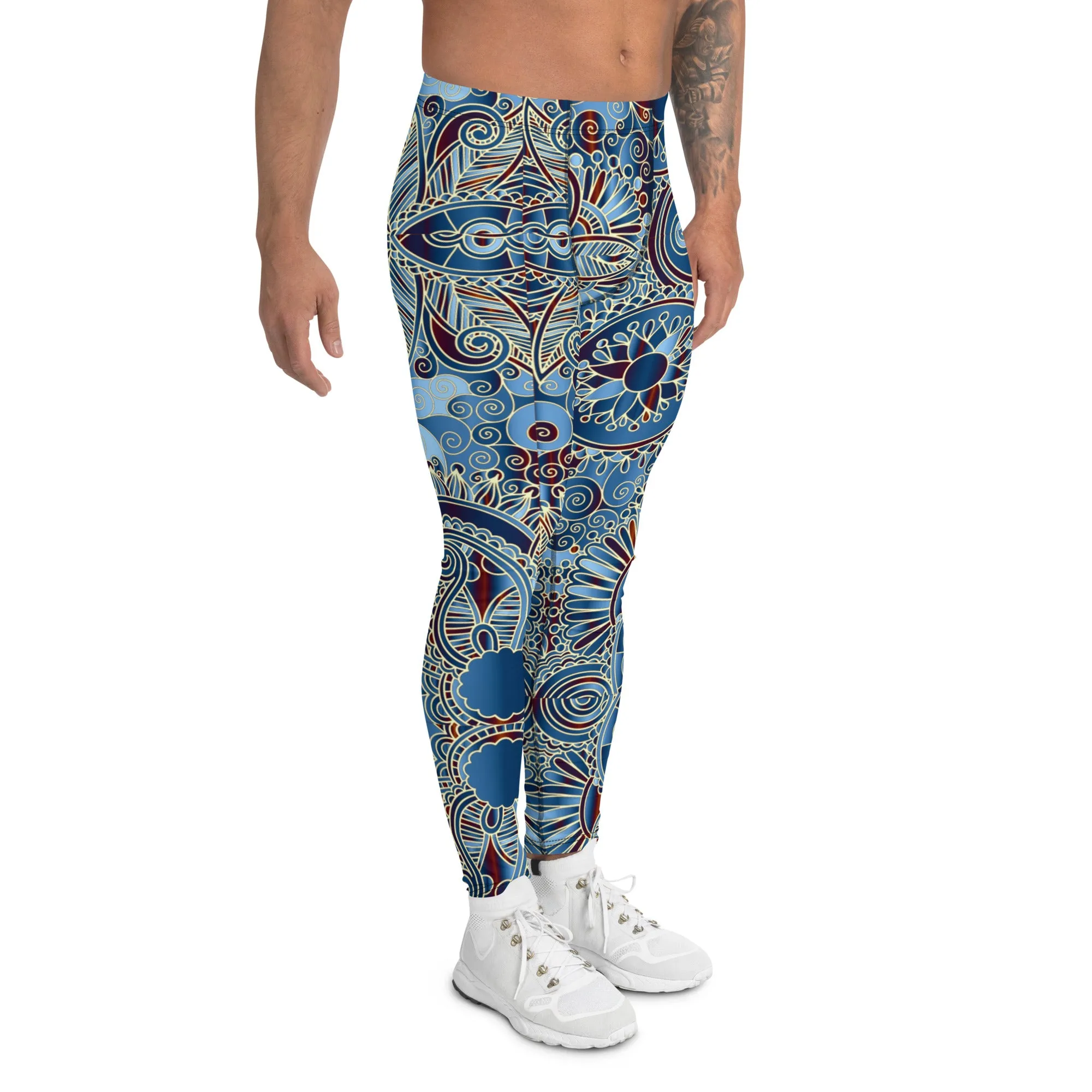 Men's Party Pants, Festival Tights, Men's Leggings, Gym Leggings, Wrestling Tights, Printed Leggings, Yoga Leggings, Blue, Grey Man Pants