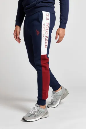 Mens Sports Panelled Joggers in Navy Blue