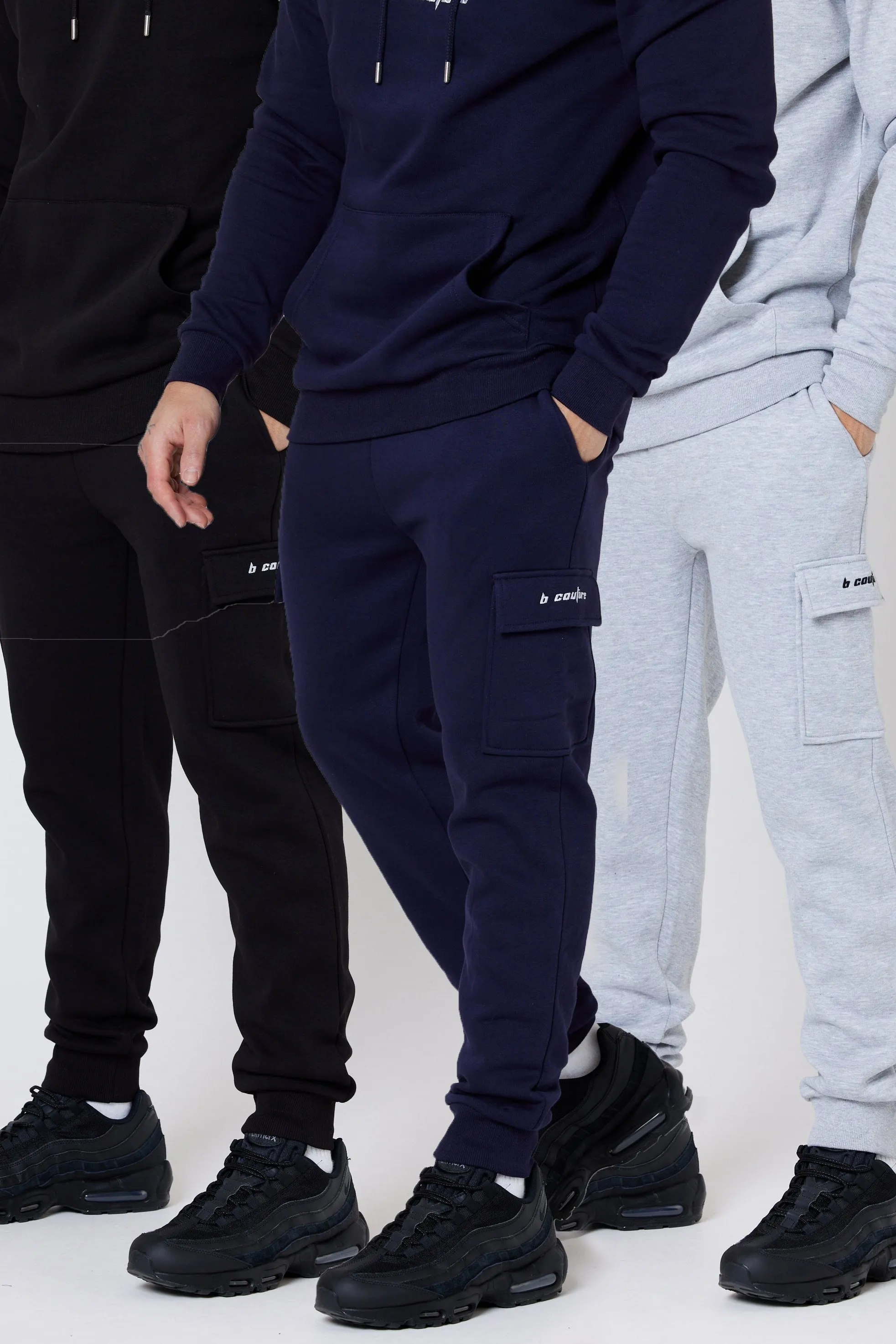 North Street 3-Pack Cargo Fleece Joggers - Black/Navy/Grey