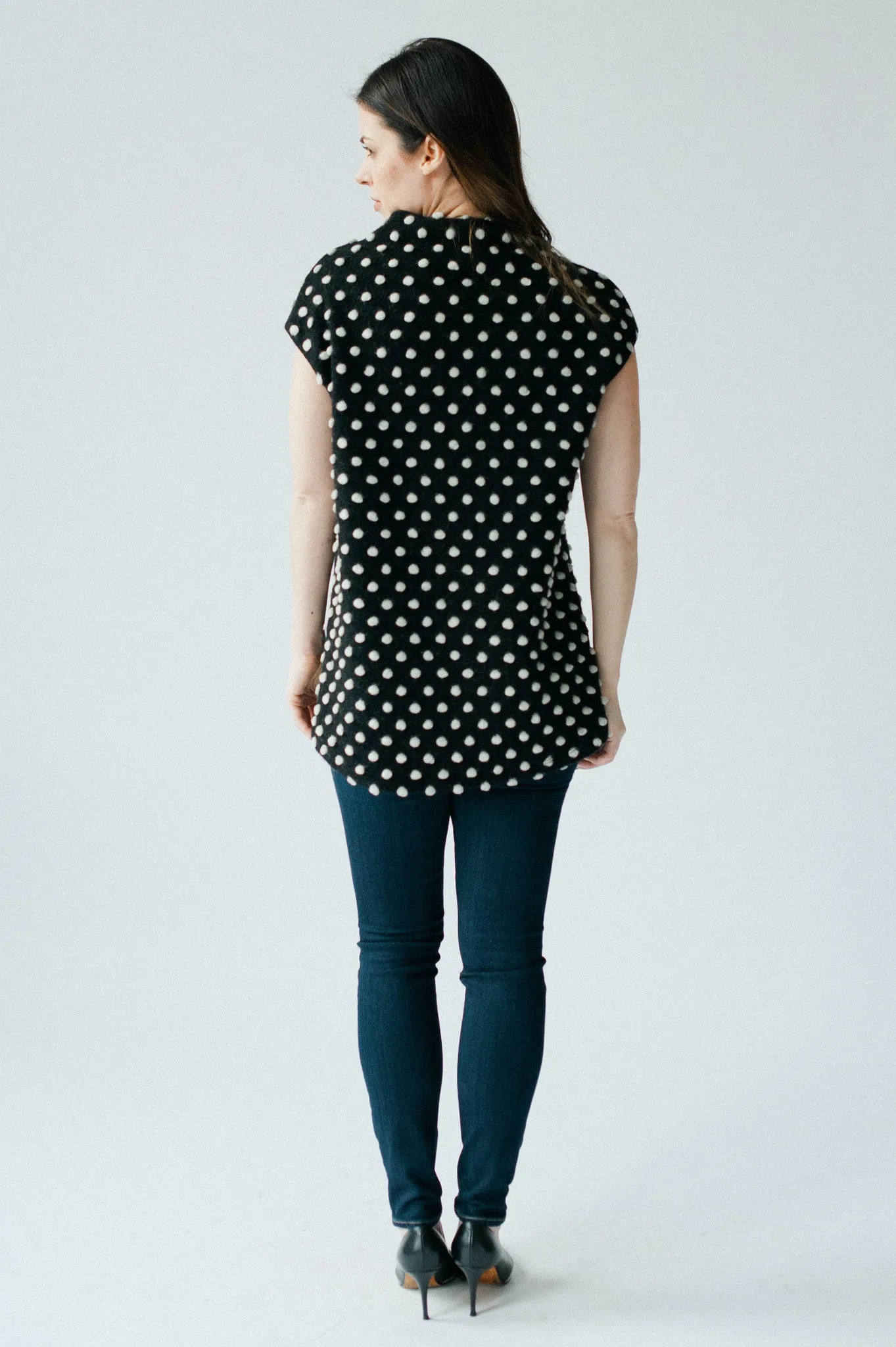 Notting Hill Sleeveless Sweater  - Black and White Polka Dot