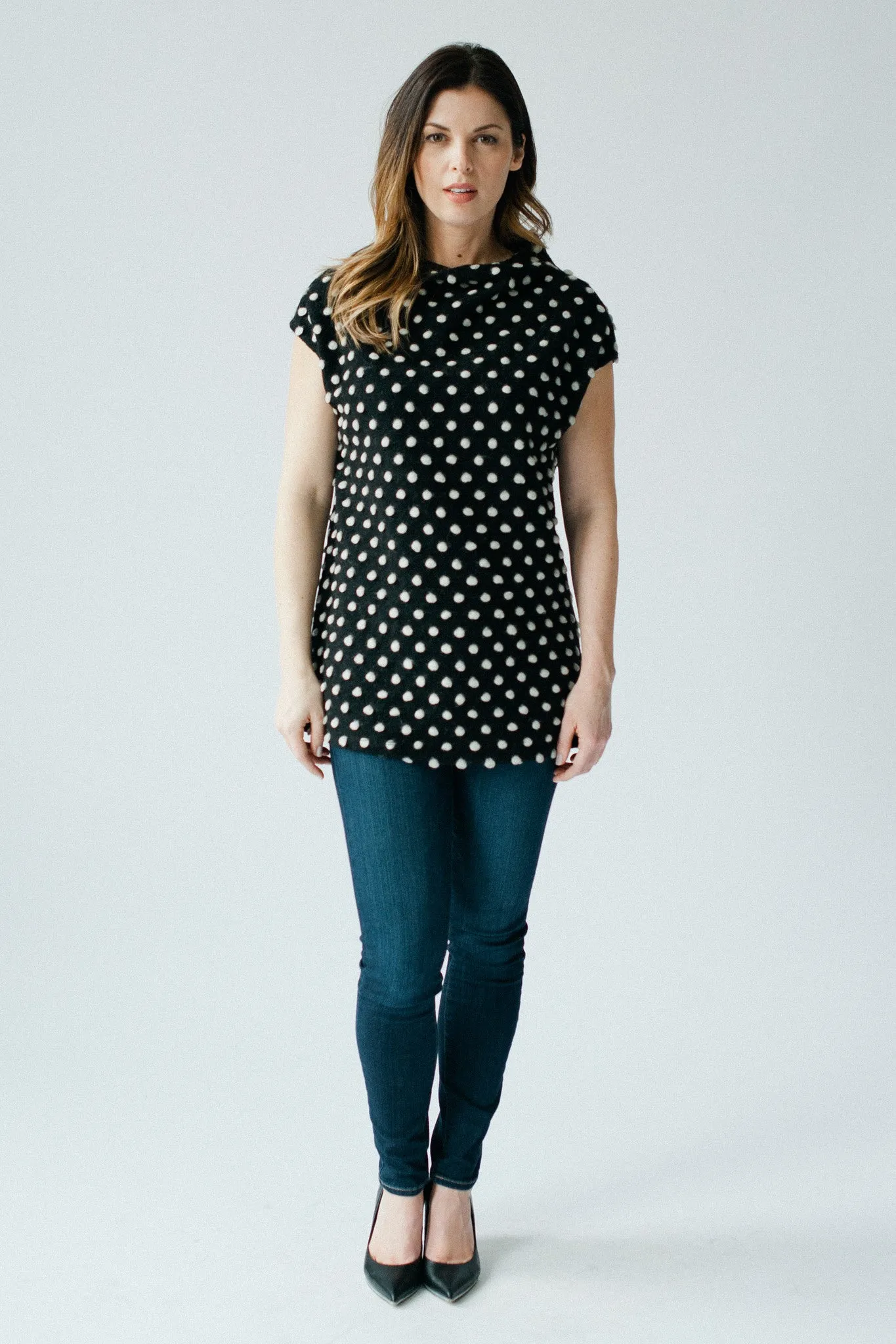 Notting Hill Sleeveless Sweater  - Black and White Polka Dot