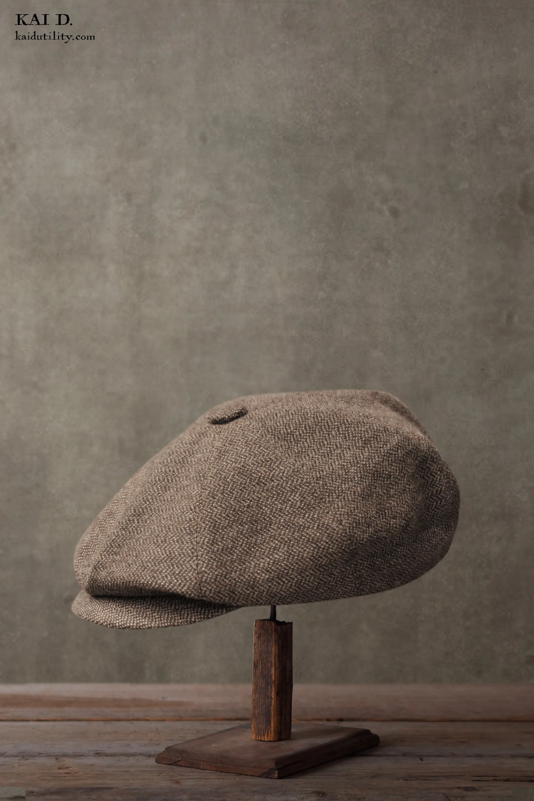 Peaky Hat -  Pure Cashmere Herringbone - M