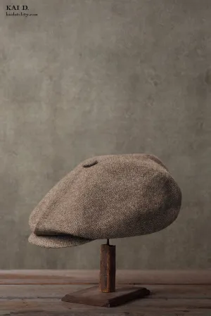 Peaky Hat -  Pure Cashmere Herringbone - M