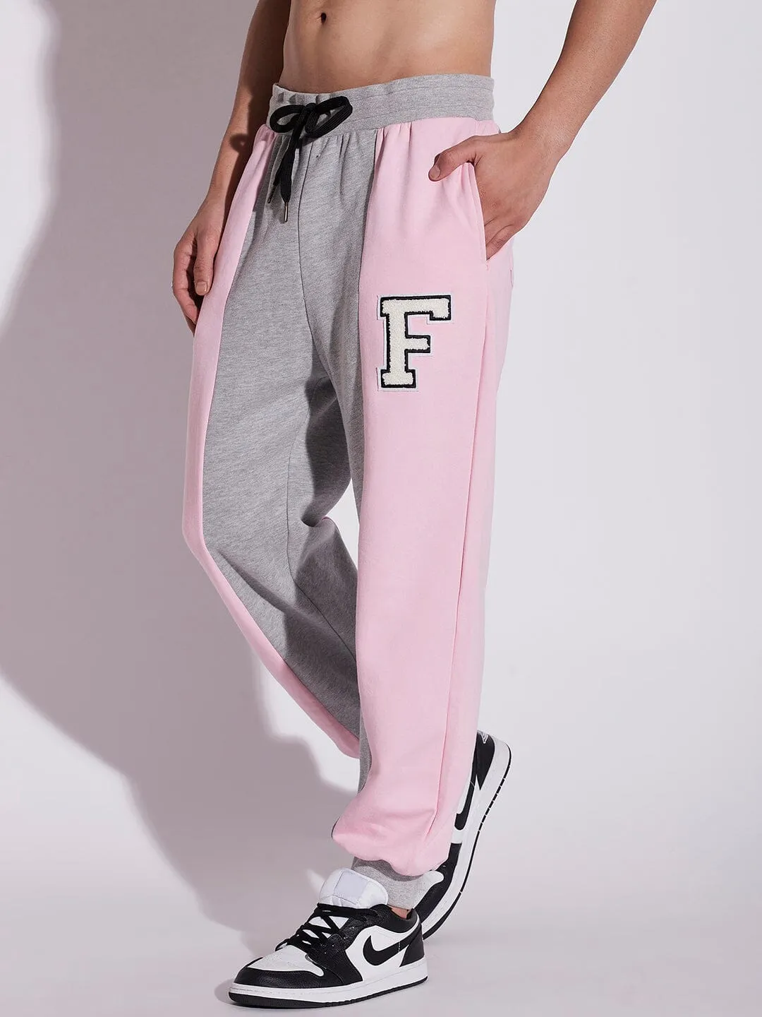 Pink And Grey Cut Sew Joggers