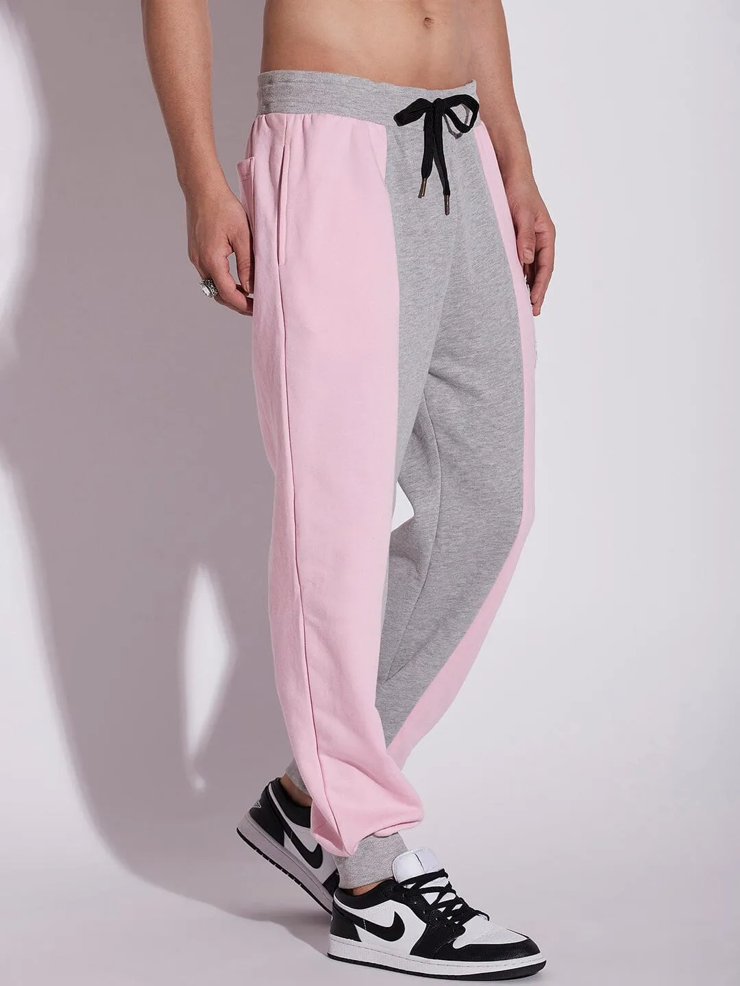 Pink And Grey Cut Sew Joggers