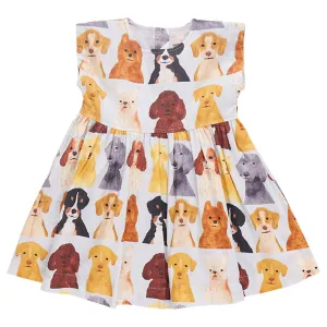 Pink Chicken Girls Adaline Dress - Watercolor Dogs - Light Blue