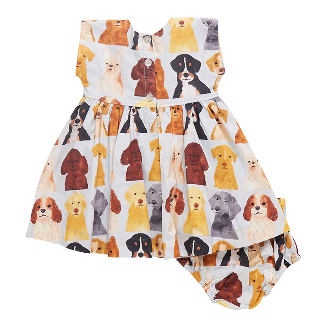 Pink Chicken Girls Adaline Dress - Watercolor Dogs - Light Blue