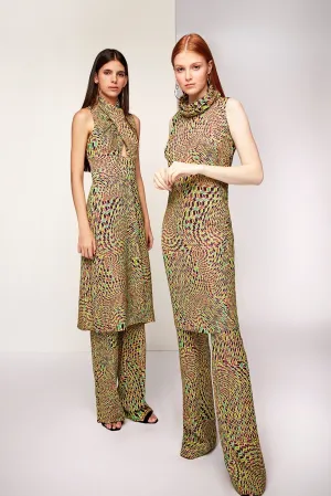 Printed Sleeveless Long Blouse with Pants