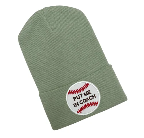 Put Me In Coach - WHITE, Blue or Gray Baseball Hat for Newborn Boys - Sports Hospital Hat