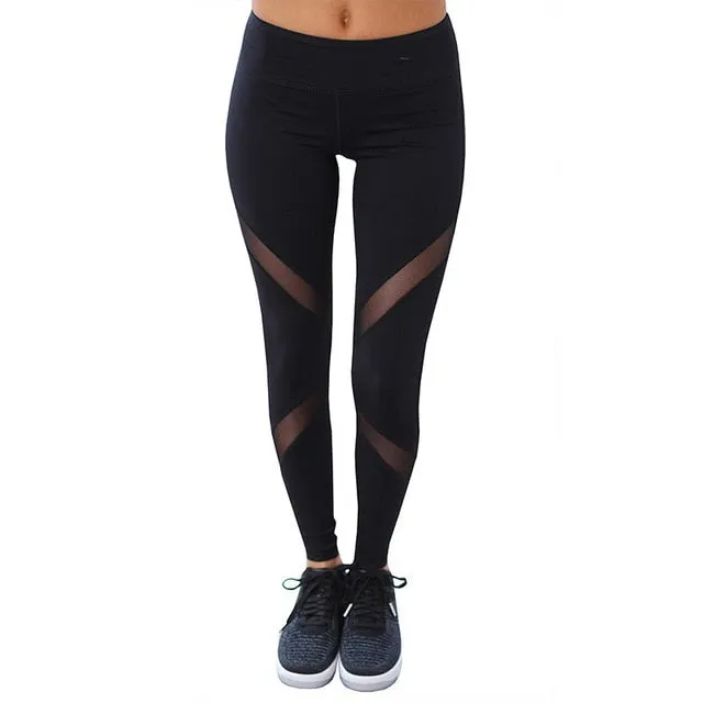 Sexy Women Leggings Gothic Insert Mesh Design Trousers Pants