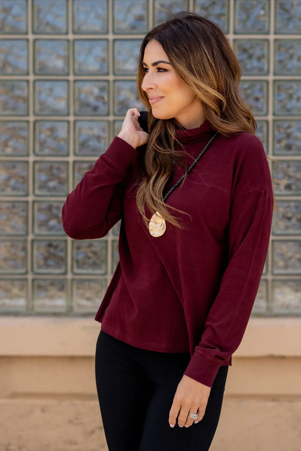 Simple So Soft Cowl Neck Sweater Tee