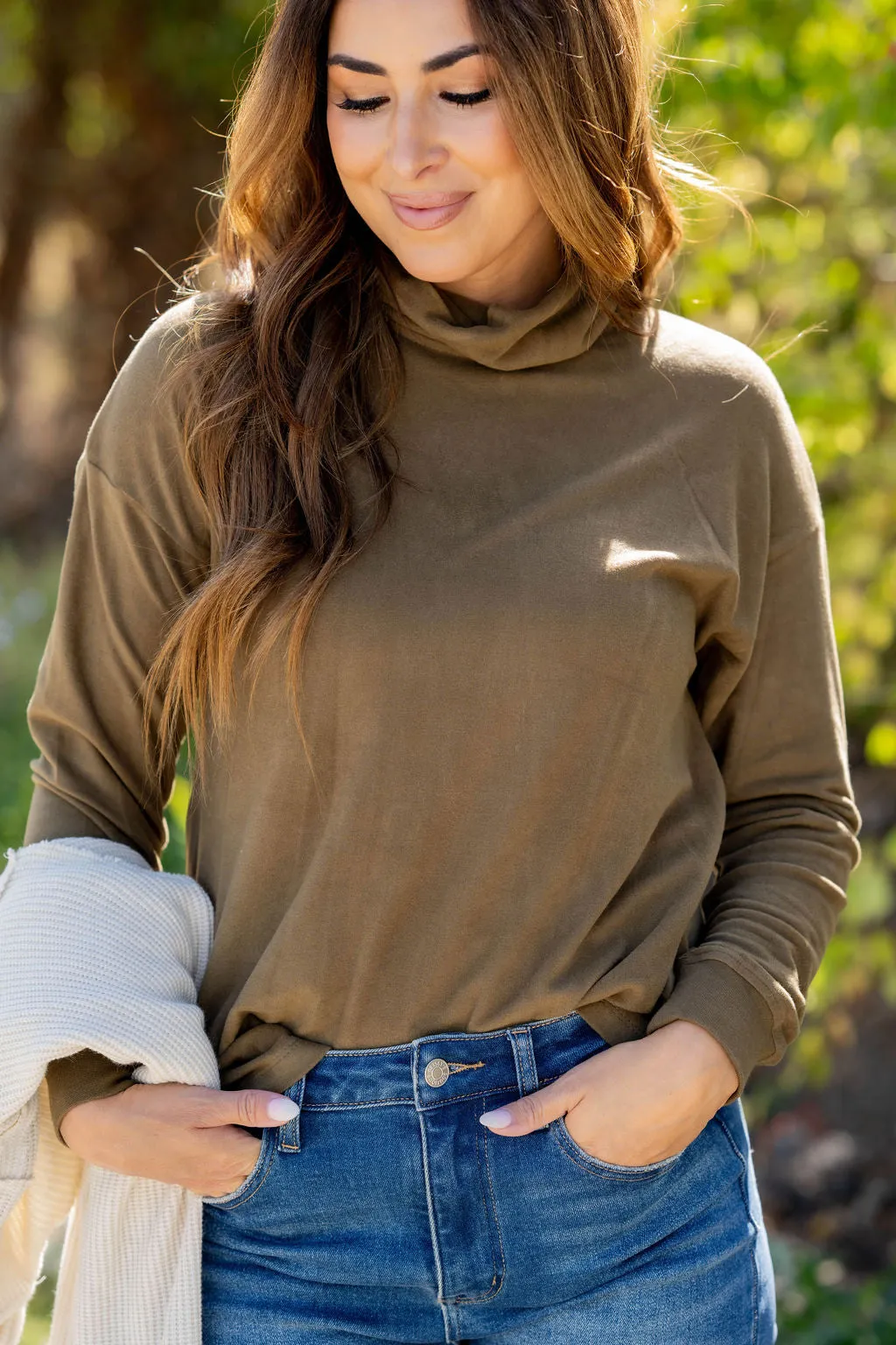 Simple So Soft Cowl Neck Sweater Tee