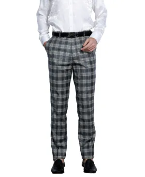 Skinny Fit Glen Check Dress Pants, Navy