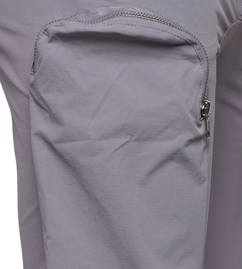 Stretch Curved Zip Nylon Cargo Pant - Grey