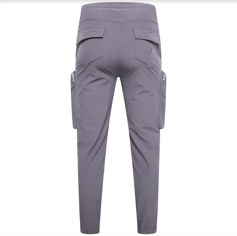 Stretch Curved Zip Nylon Cargo Pant - Grey