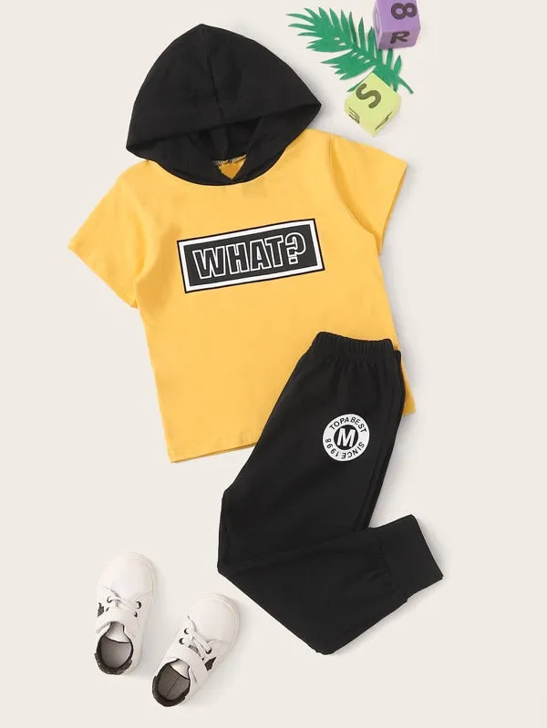 Toddler Boys Letter Graphic Hooded Tee & Sweatpants