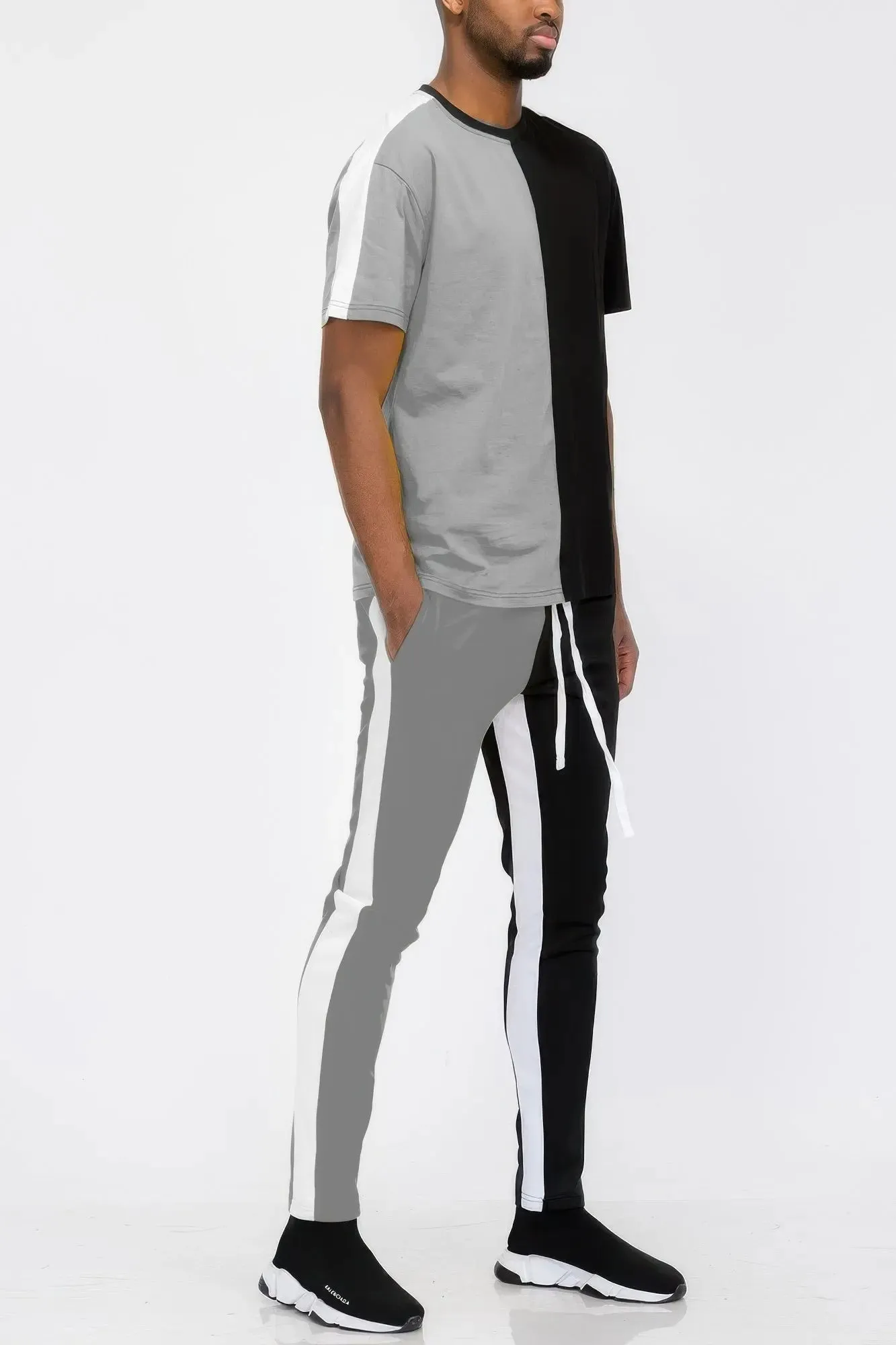 Two Tone Color Block Track Pant Jogger