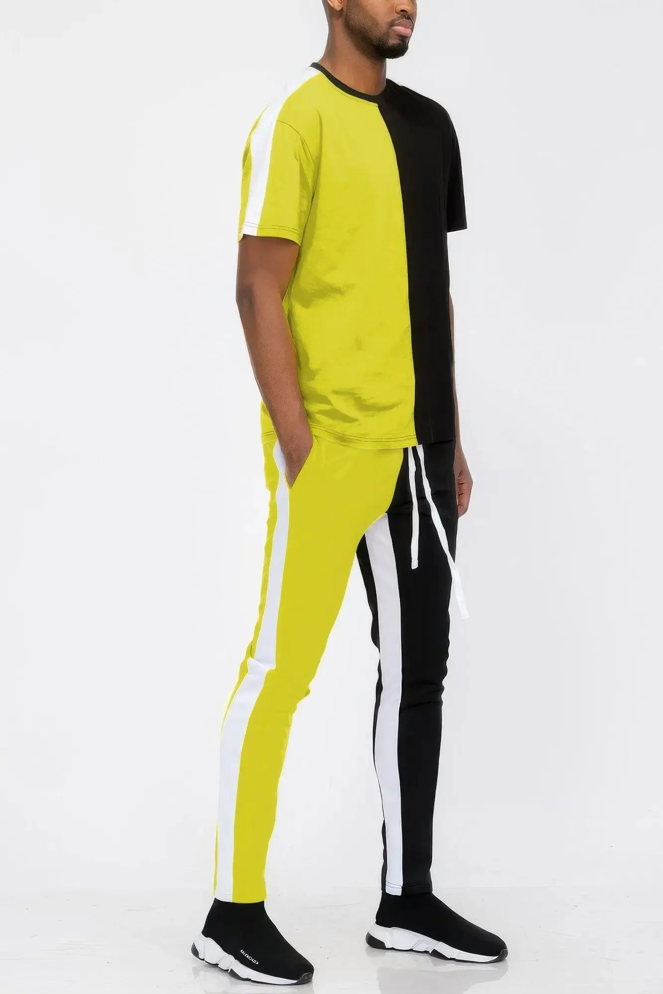 Two Tone Color Block Track Pant Jogger