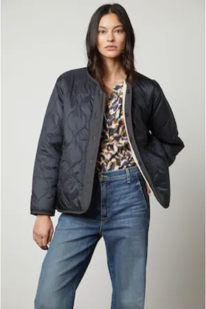 Velvet by Graham & Spencer Marissa 05 Quilted Sherpa Jacket | Navy | Clearance Final Sale