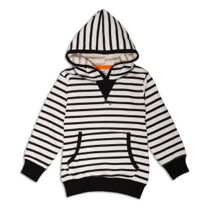 White Striped Terry Hoodie