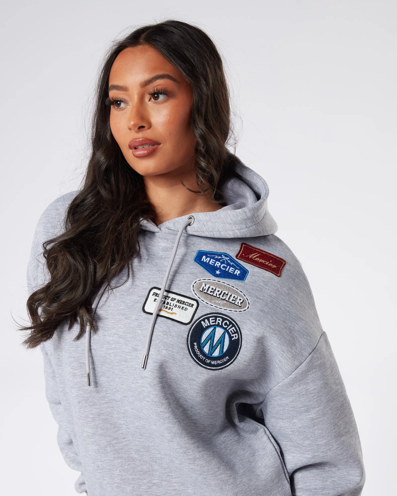 Womens Grey Marl Mercier Original Badge Hoodie