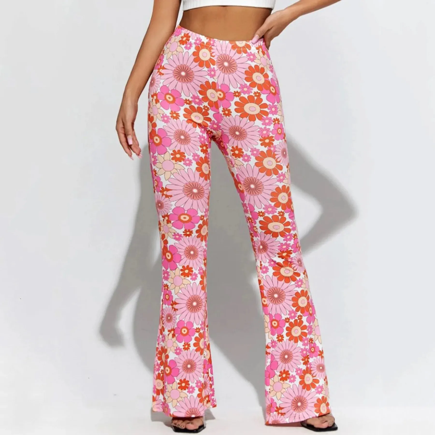 Women's High Waisted Floral Print Flared Trousers | Ideal for All Seasons