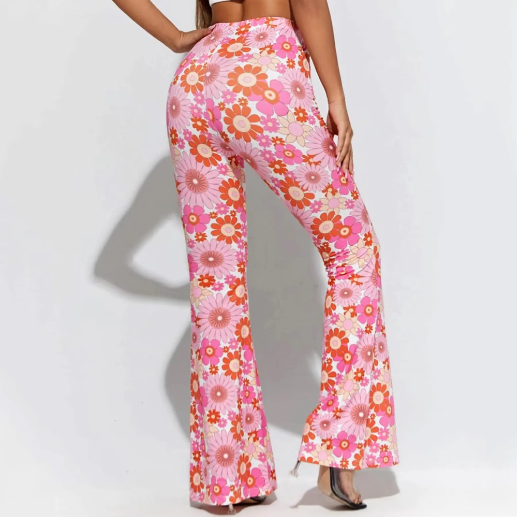 Women's High Waisted Floral Print Flared Trousers | Ideal for All Seasons