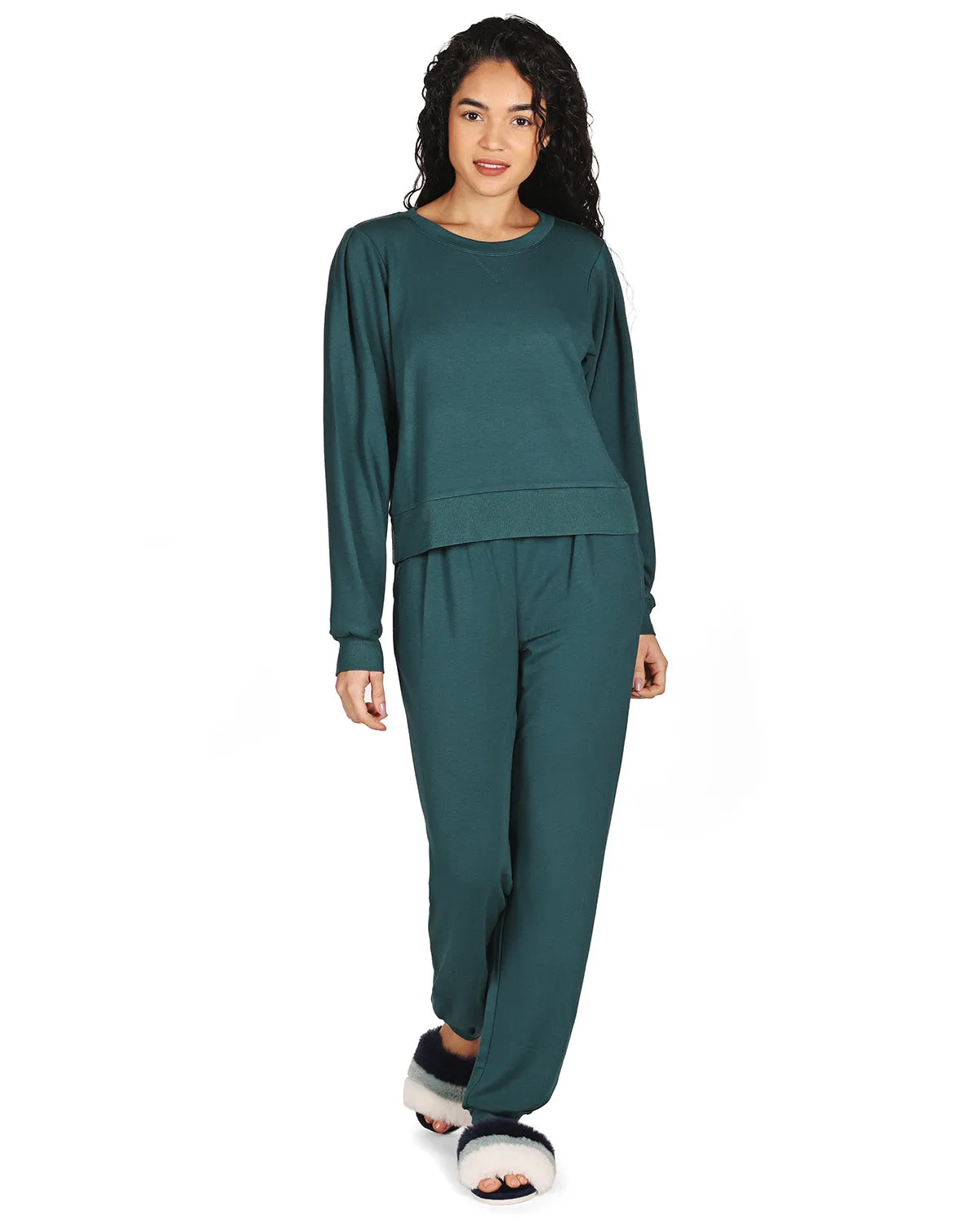 Women's Pleated Jogger Pants and Long Sleeve Shirt Set