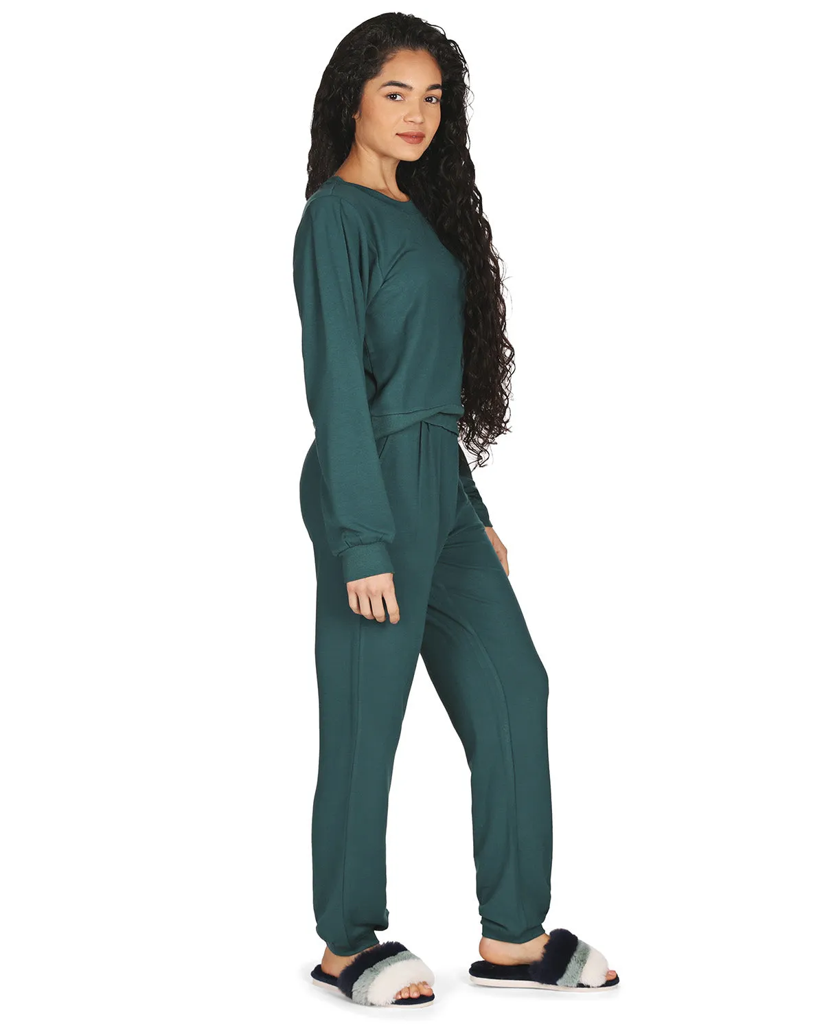 Women's Pleated Jogger Pants and Long Sleeve Shirt Set