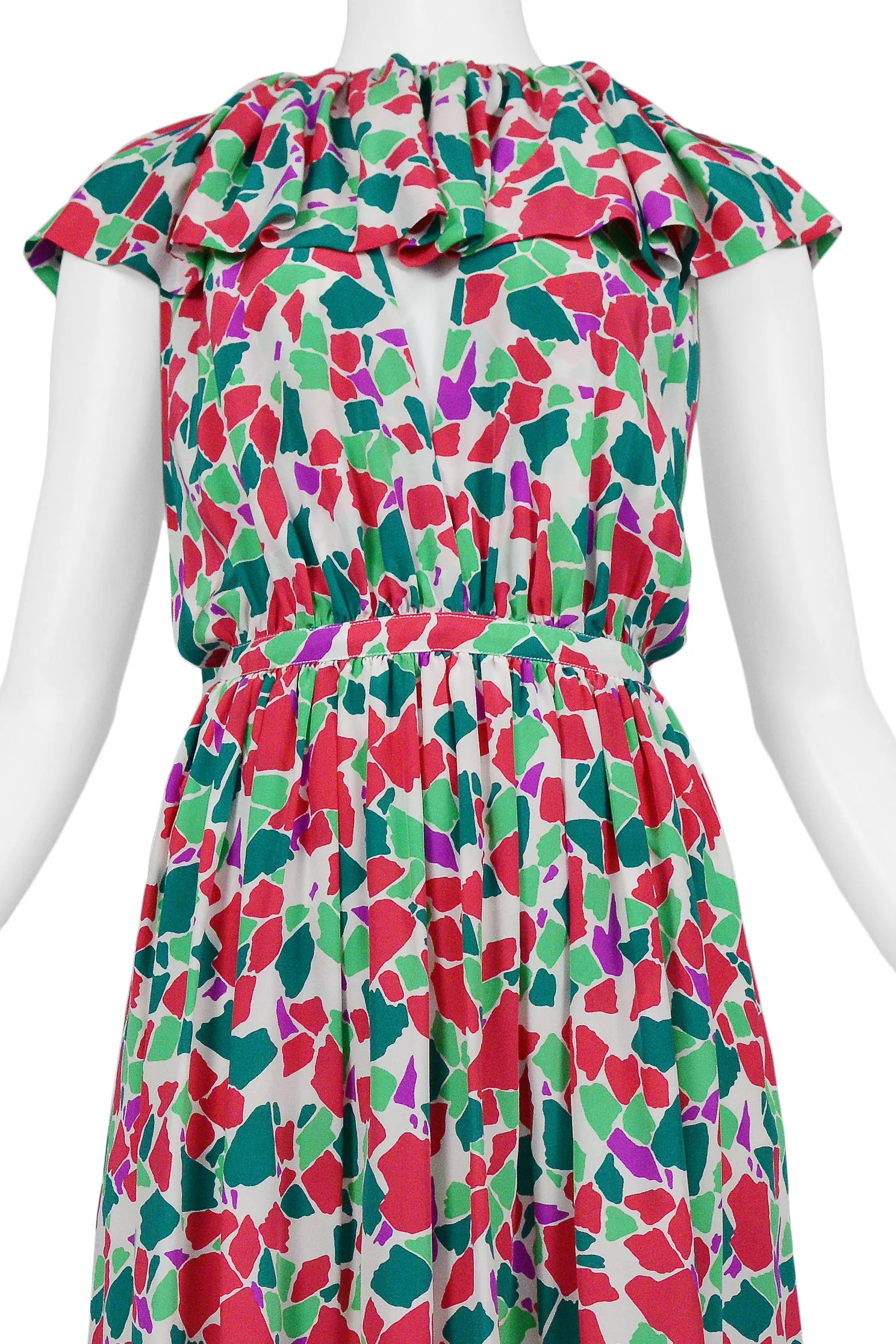 YVES SAINT LAURENT YSL ABSTRACT KEYHOLE DRESS